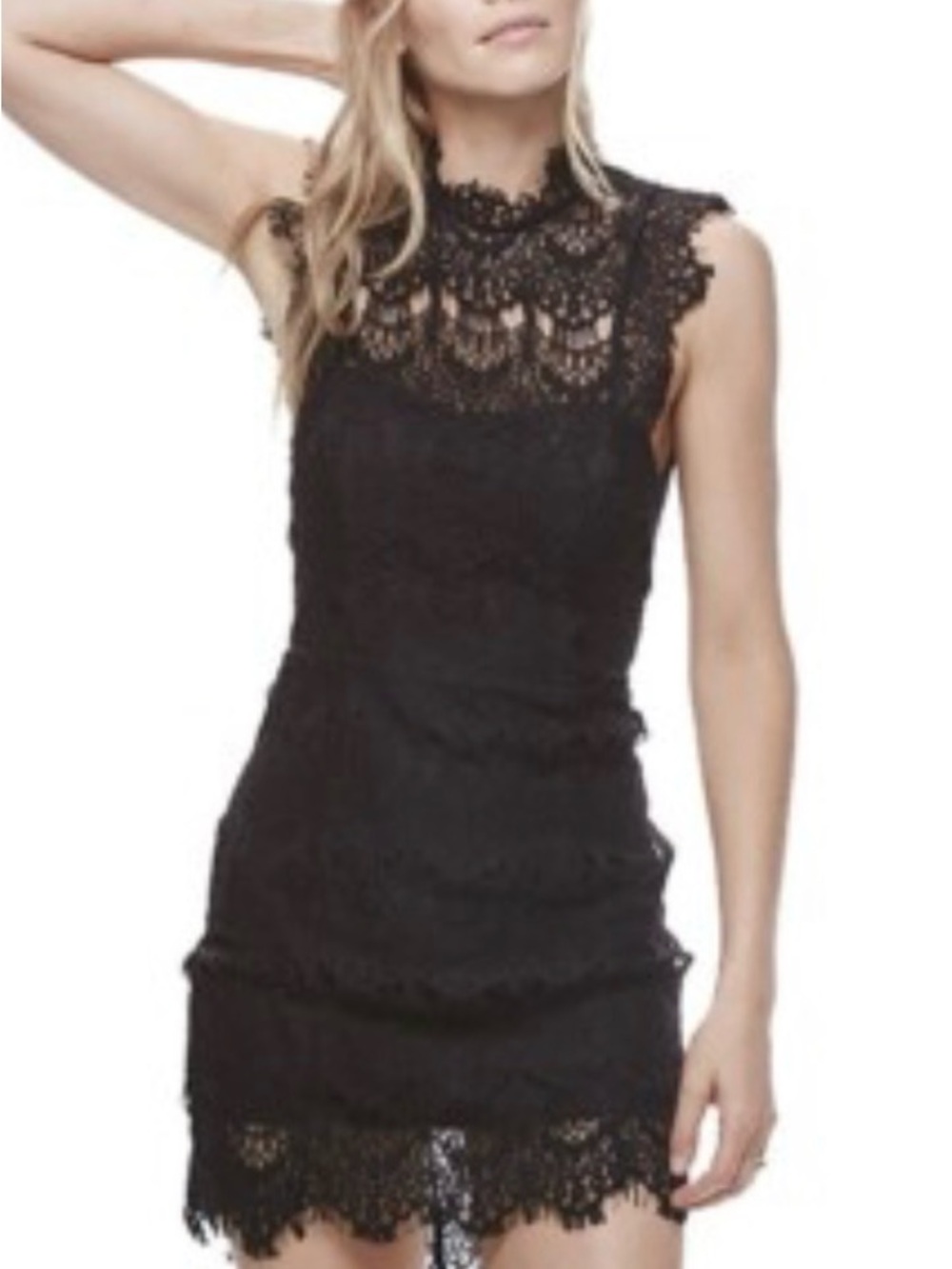 Free People Short Black Crochet Lace Daydream Bodycon Slip Dress XS‎ $138